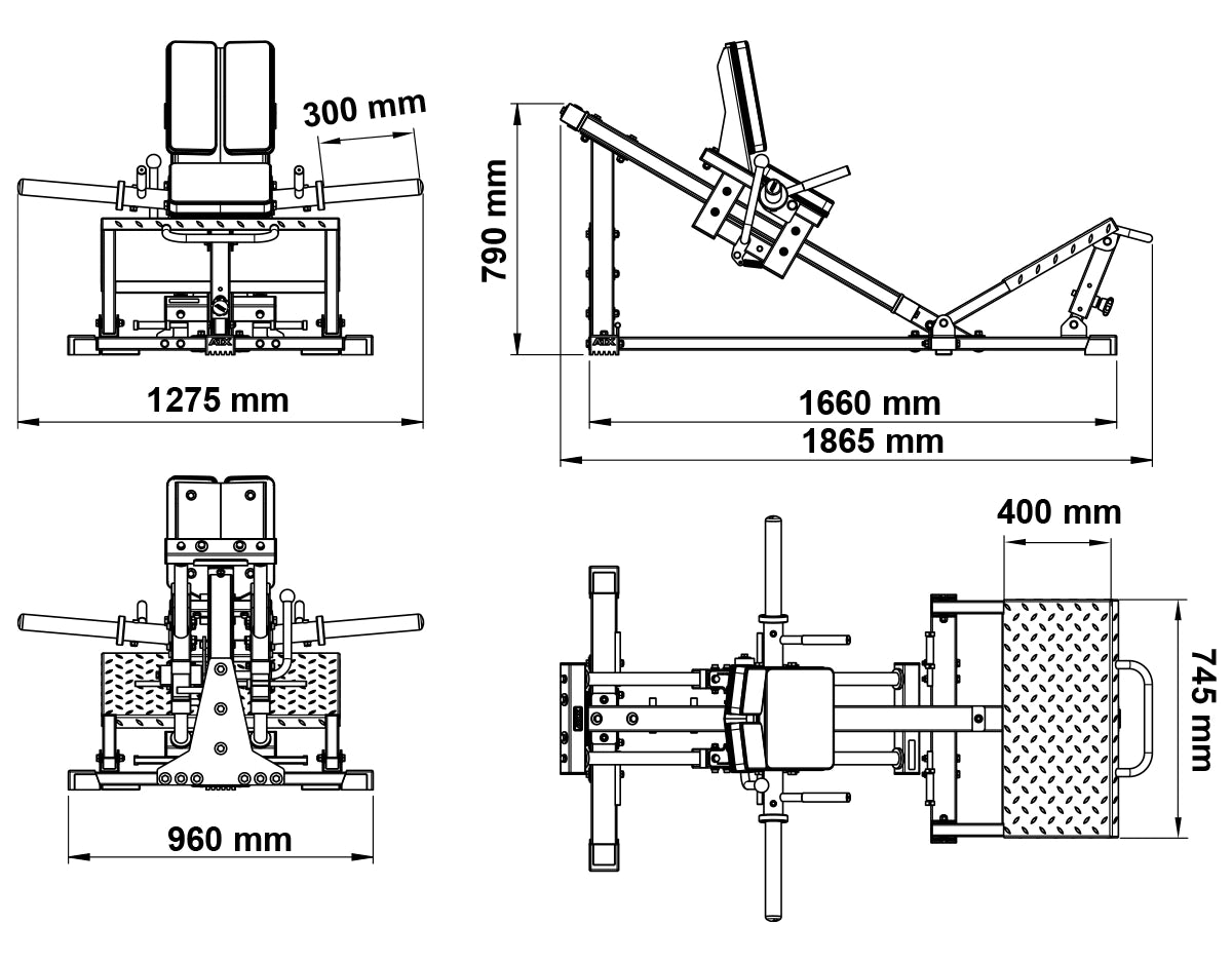 ATX® Compact Leg Press Combo Maße