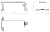 ATX® Flachbank mit Optionsaufnahme Maße: Länge 130 cm; Breite 65 cm; Höhe 45 cm