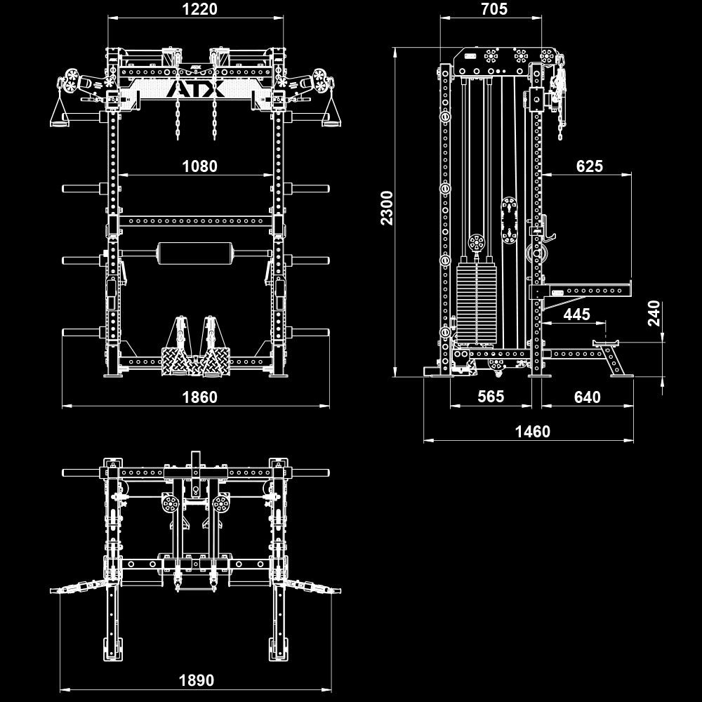 ATX® Multi Pull Half Rack with 2 x 110 kg weights