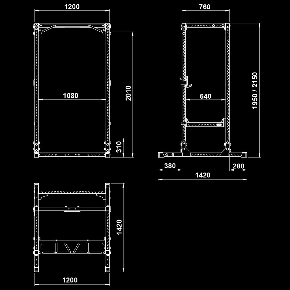 ATX® Power Rack Series 600 - Höhe 195 / 215 cm Maße