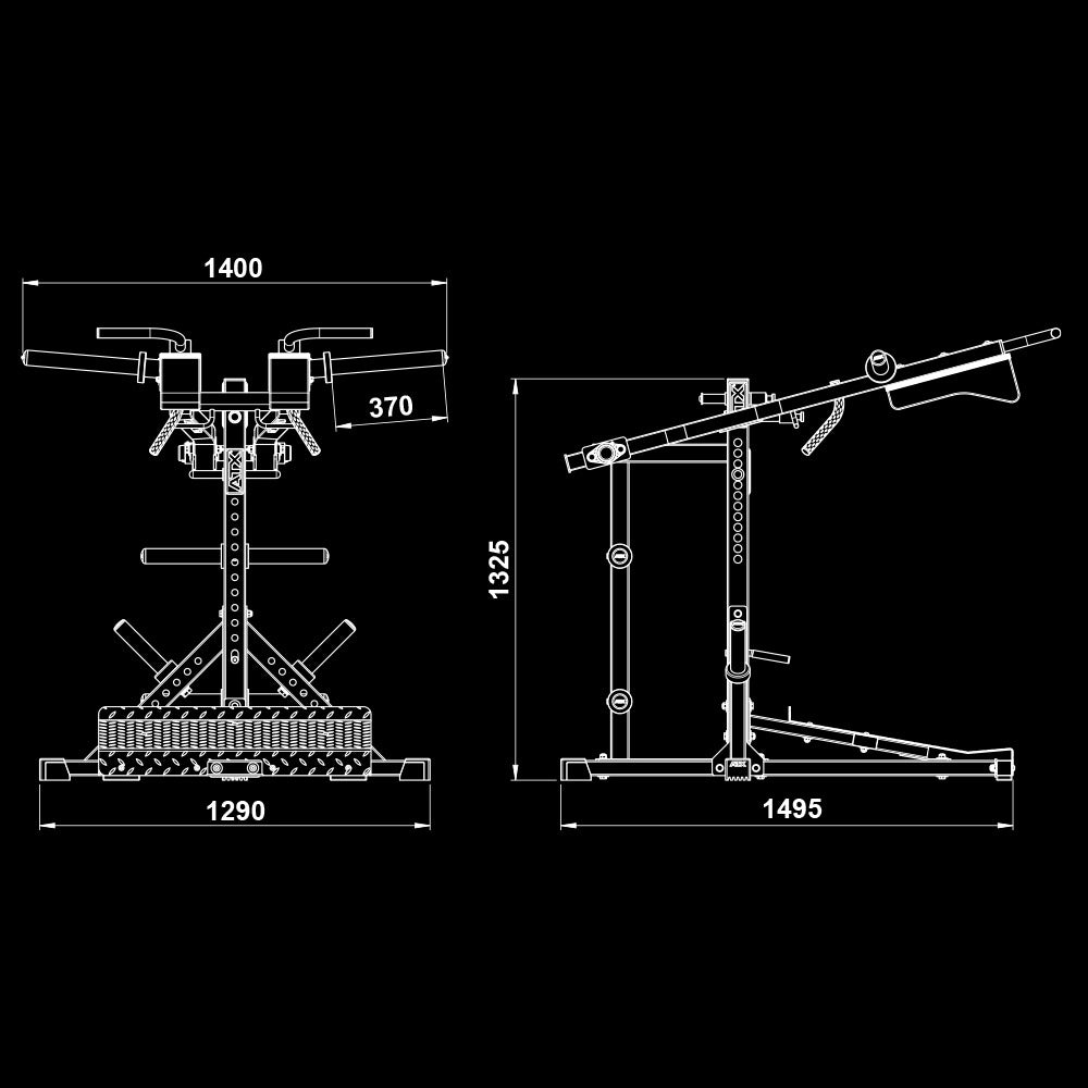 ATX® Lever Arm Squat Pro - Viking Press Maße