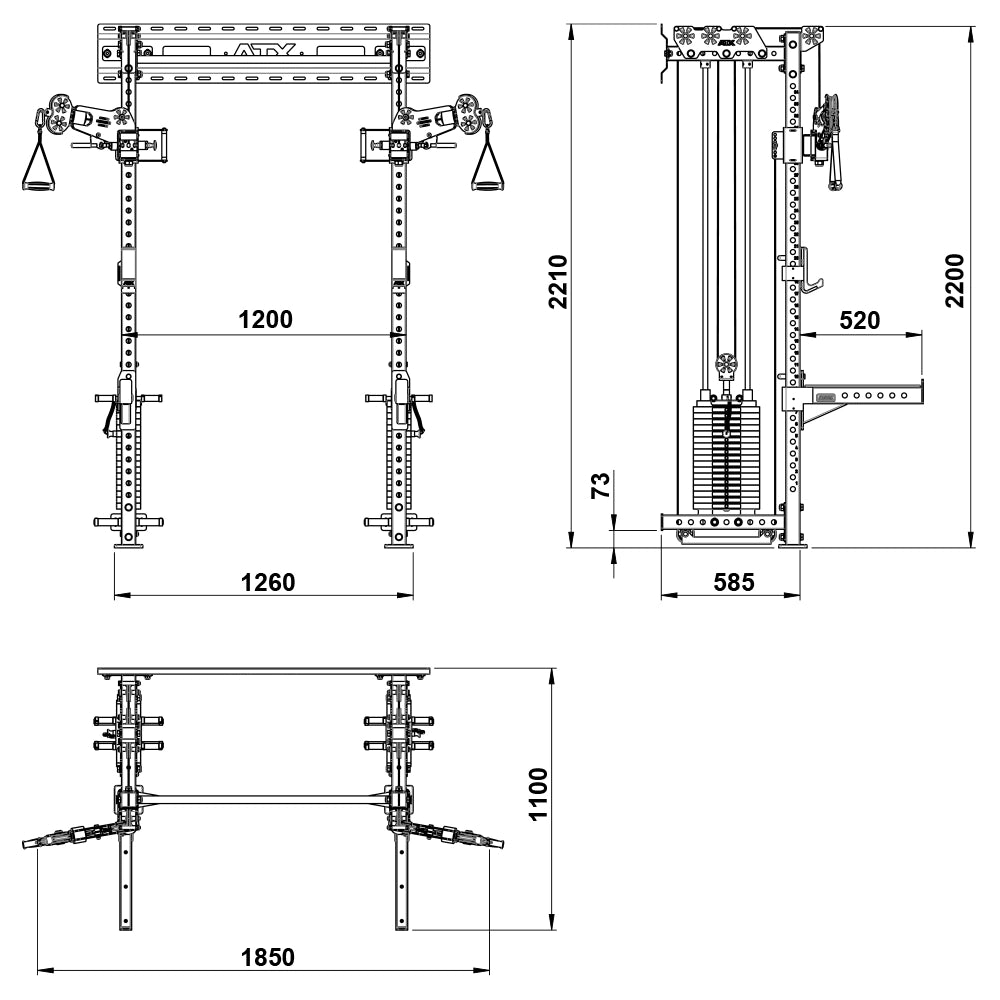 ATX® Half Rack Wall - cable pull