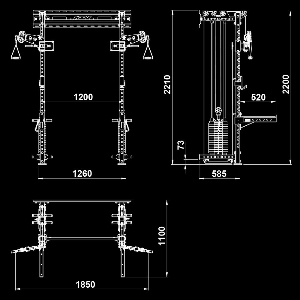 ATX® Half Rack Wall - cable pull