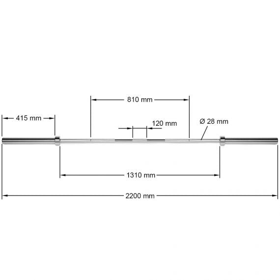 Barbell bar Classic 220 cm - with ball bearing - loadable up to 250 kg