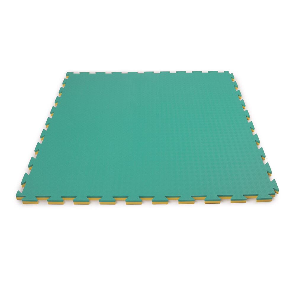 Kampfsportmatte Double Competition Profi 100x100x2,0cm 50-55° Grün-Gelb