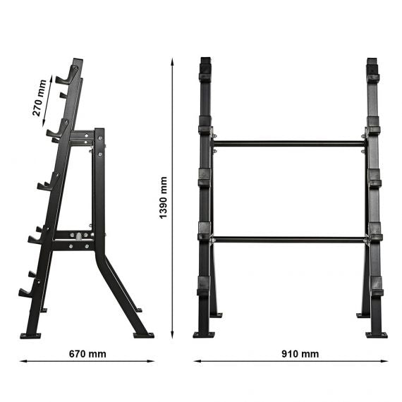 Compact dumbbell rack - 5-fold - one-sided - free-standing
