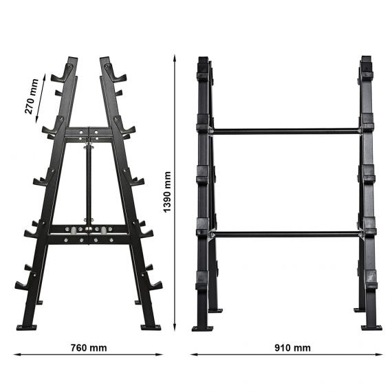 Compact dumbbell rack - 10-fold - double-sided - free-standing