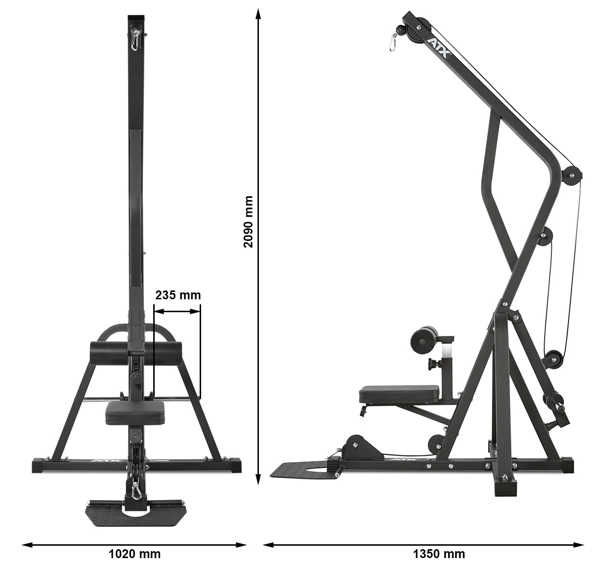 Maße ATX® Latzuggerät - Z-Form