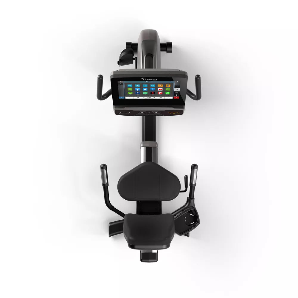 Liegefahrrad Vision Fitness R600E  Gepolsterte Rückenlehne mit integrierter Lendenwirbelstütze