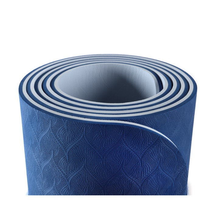 Yogamatte Eco-Line Set 180 x 60 x 0,6 cm blau zusammen gerollt