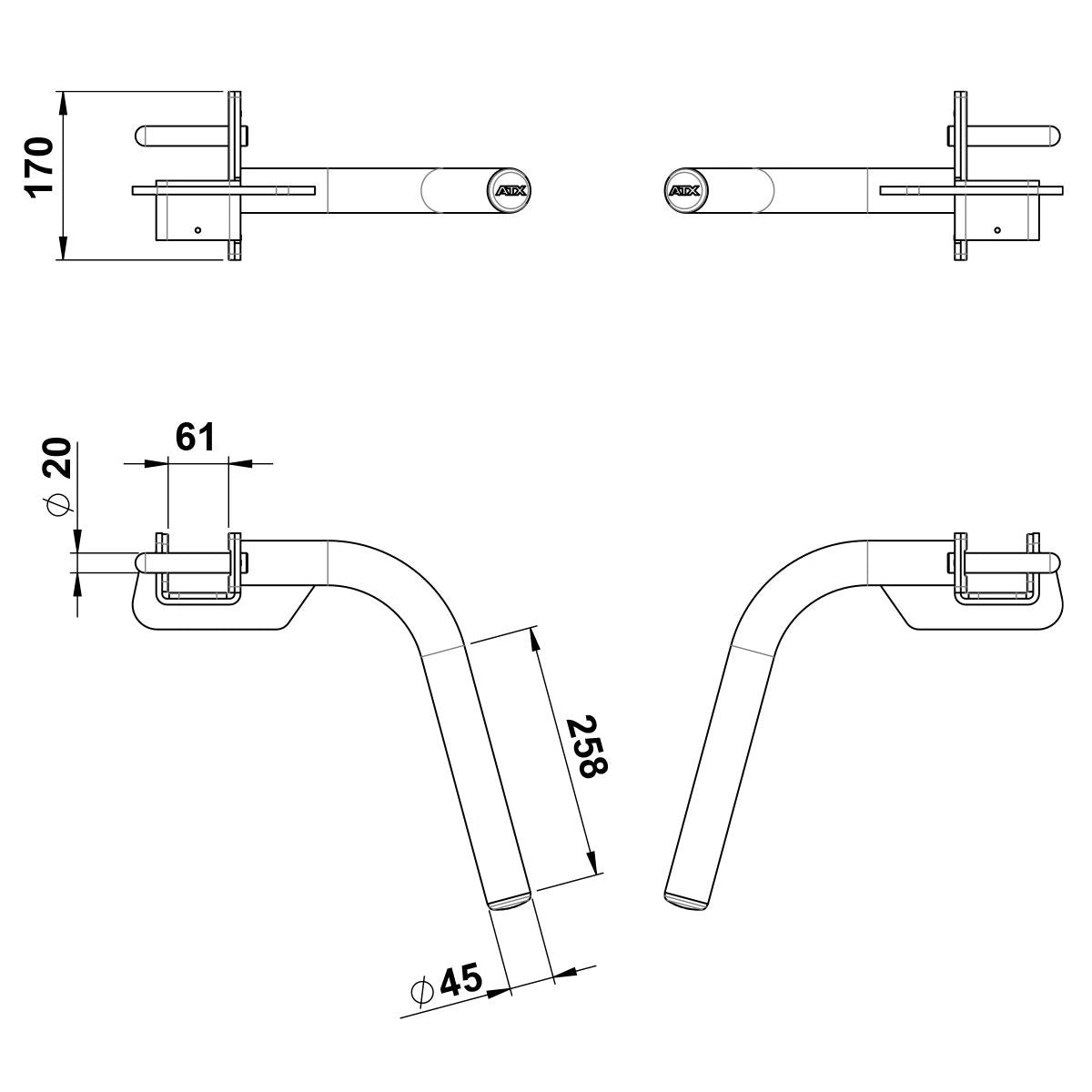 ATX® Dip Barren 600 Series Maße
