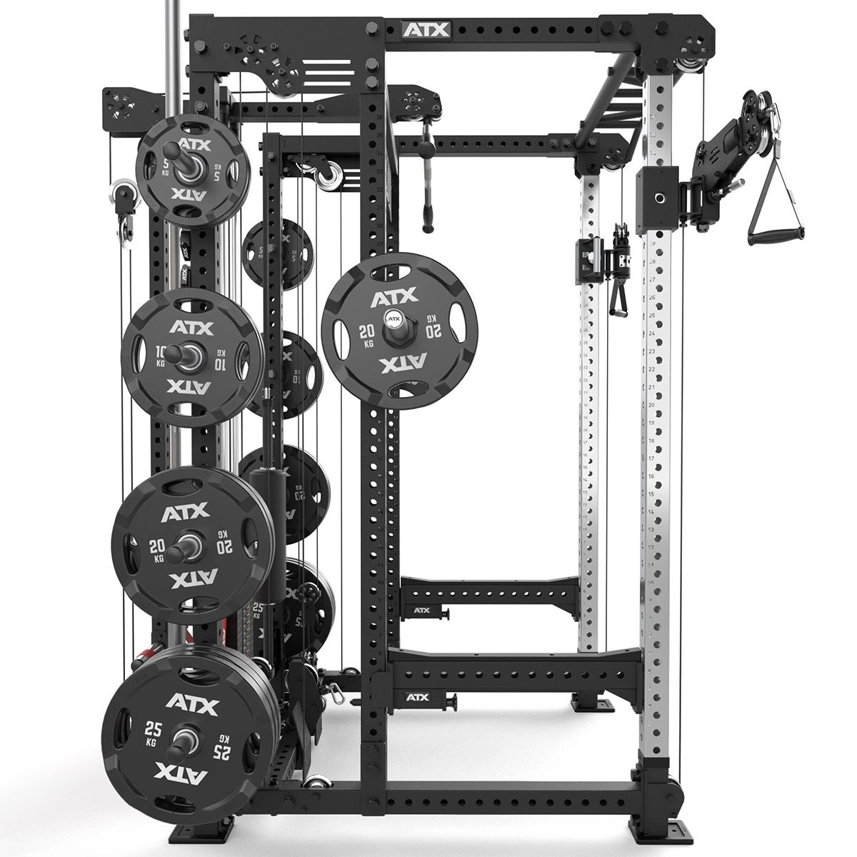 ATX® Hardcore Power Rack Seitenansicht mit Hantelscheiben