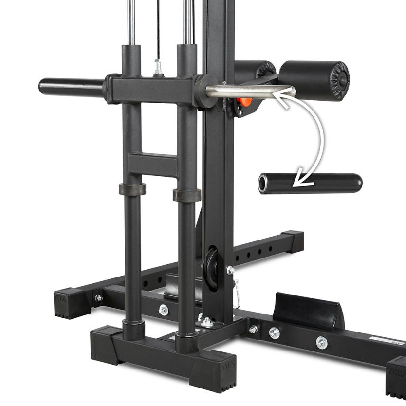ATX® Half Rack 620 - Komplettsystem inkl. Latzugstation - Plate Load Hantelscheibenaufnahme standardmäßig 30 mm, optional auf 50 mm erweiterbar
