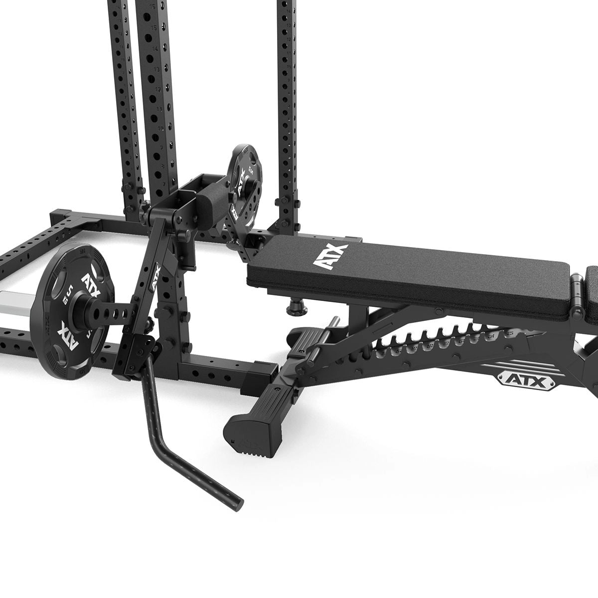 ATX® Seithebe - Flying Option mit Hantelscheiben am Power Rack