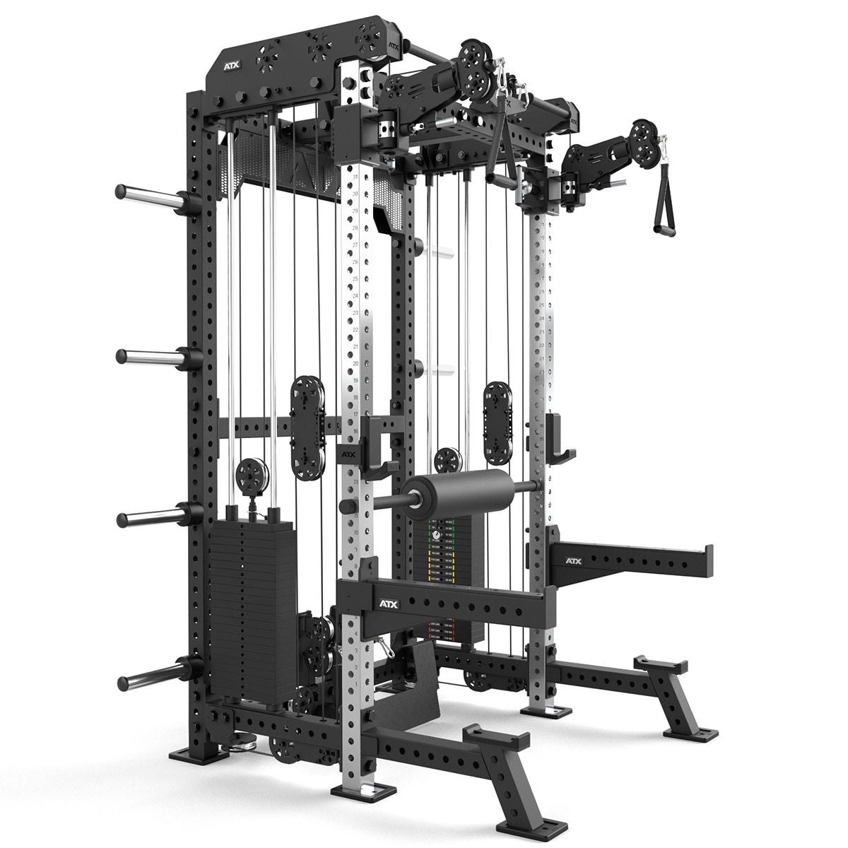 ATX® Multi Pull Half Rack mit 2 x 110 kg Steckgewichten Schrägansicht vorne