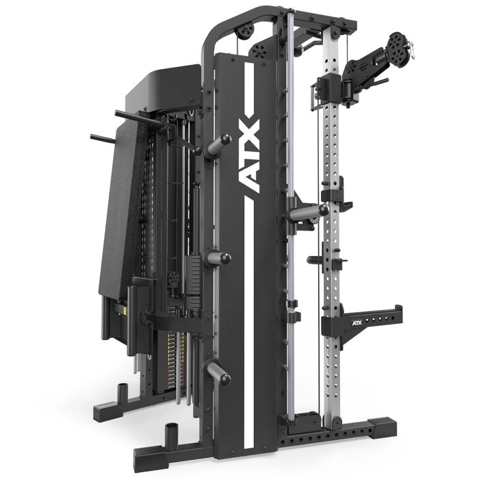 ATX® Kraftstation -  MONSTER 2.0 Komplettstation mit verlängerten Rollen-Schwenkarm für extra breite Zugvarianten (Cable-cross-over)