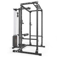 ATX® Power Rack PRX-510-XS mit Latzug 100 kg Steckgewichte Schrägansicht