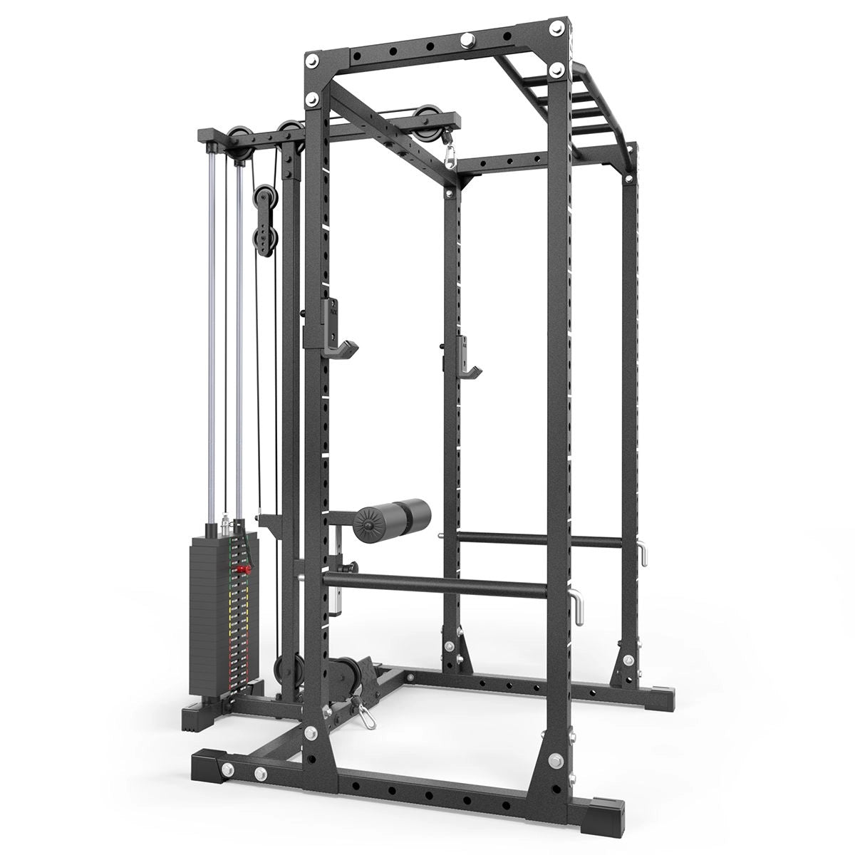 ATX® Power Rack PRX-510-XS mit Latzug 100 kg Steckgewichte Schrägansicht