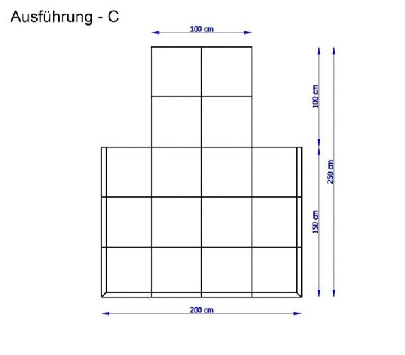 Komplette Bodenschutzfläche C Maße: Breite: 100/ 200 cm; Tiefe: 250 cm
