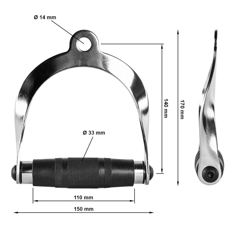 one-hand handle with ergonomic rubber grip