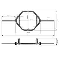 Hex Bar - Trap Bar XL Maße: Gesamtlänge: 1930 mm; Gewicht: 23 kg; Griffdurchmesser: 32 mm; Rändelung: Medium 1.2 mm; Beladbare Aufnahme:	500 mm