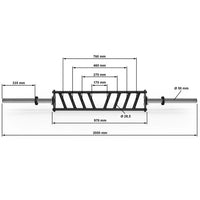 ATX® Multi Grip Bar - Diagonal - 50 mm Maße: Gesamtlänge: 2000 mm; Gewicht: 16 kg; Griffdurchmesse: 28,5 mm; Rändelung: Medium 1.2 mm