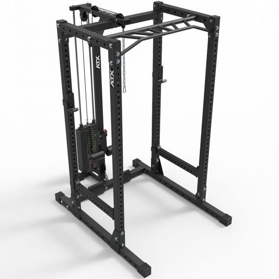 ATX® Power Rack 720 mit Latzug Steckgewichte 115 kg mit Notablagen und Multi Grip Klimmzugstange