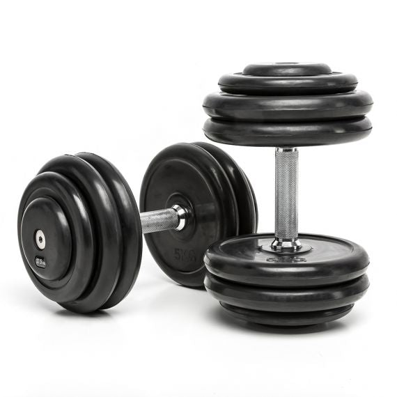 CHD Complete Dumbbell Sets - Rubber - 2.5 kg Incline - 5 to 80 kg