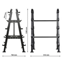 Kompakthantelablage - 10-fach - beidseitig - freistehend Maße: Breite: 91 cm; Höhe: 139 cm; Tiefe: 76 cm