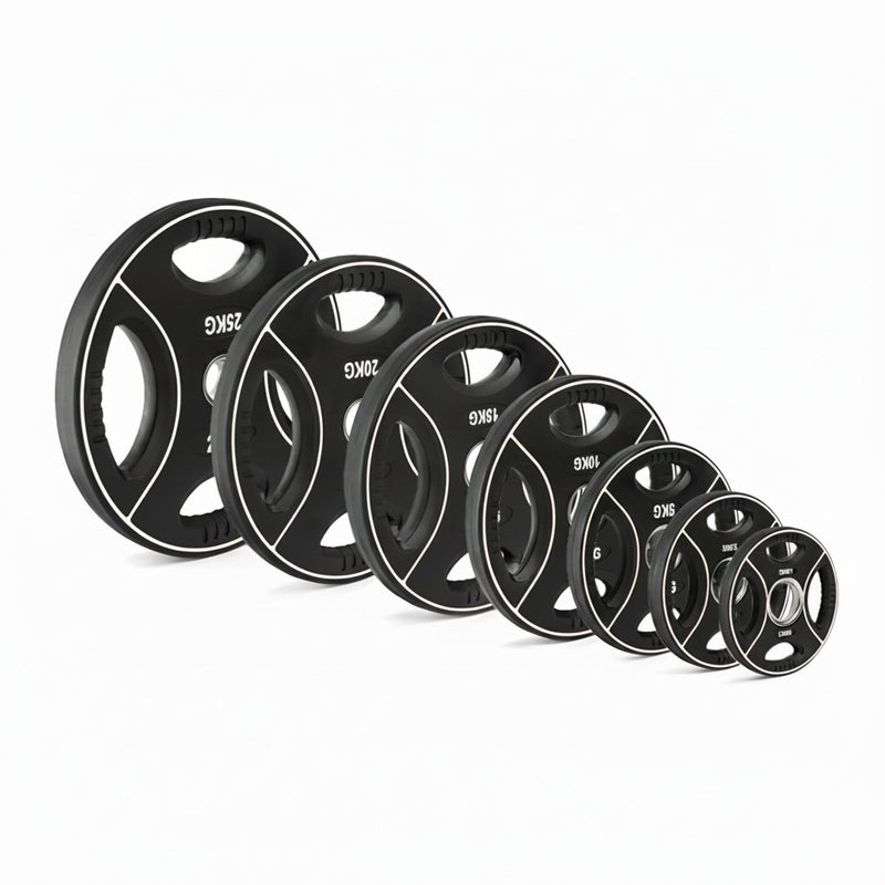 Value Pack Polyurethane 4-Grip Weight Plates 50 mm – 125 kg