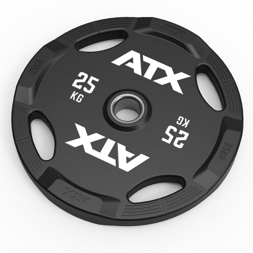 ATX® Polyurethan 4-Grip Hantelscheiben 50 mm - 1,25 bis 25 kg Ausführung: mit 4 Eingriffen passend zu allen Hantelstangen / Aufnahmen Ø 50 mm