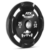 ATX® Hantelscheiben Gummi Gripper - 50 mm mit Barbell Club Logo - 25 kg