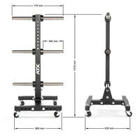 ATX® Weight Plate Tree Ø 50 mm Hantelscheibenständer mit Transportrollen Maße: Tiefe: 630 mm; Breite: 660 mm; Höhe 1470 mm