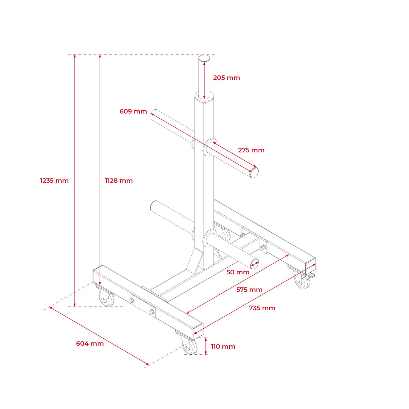 Weight plate rack 50 mm - rollable