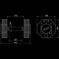 ATX® Verstellbare Kurzhanteln - Octa Dumbbells - 2 x 24 kg Maße