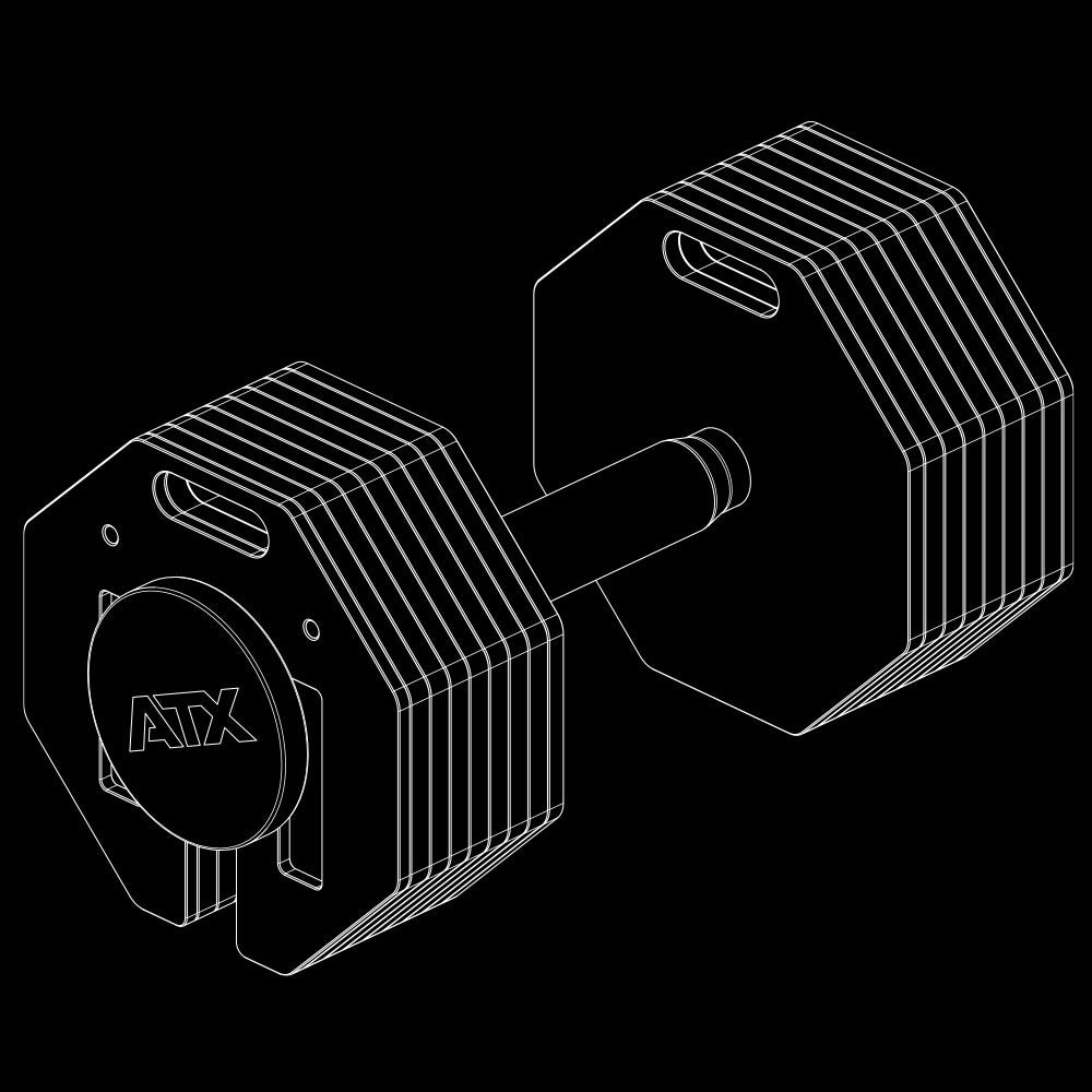 ATX® Verstellbare Kurzhanteln - Octa Dumbbells - 2 x 36 kg Isoansicht