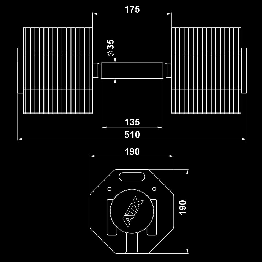ATX® Verstellbare Kurzhanteln - Octa Dumbbells - 2 x 65 kg