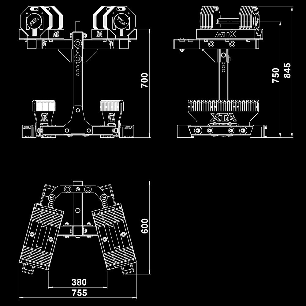 ATX® Octa-Dumbbells 2 x 24 kg - Verstellbare Hanteln inkl. Ablageständer