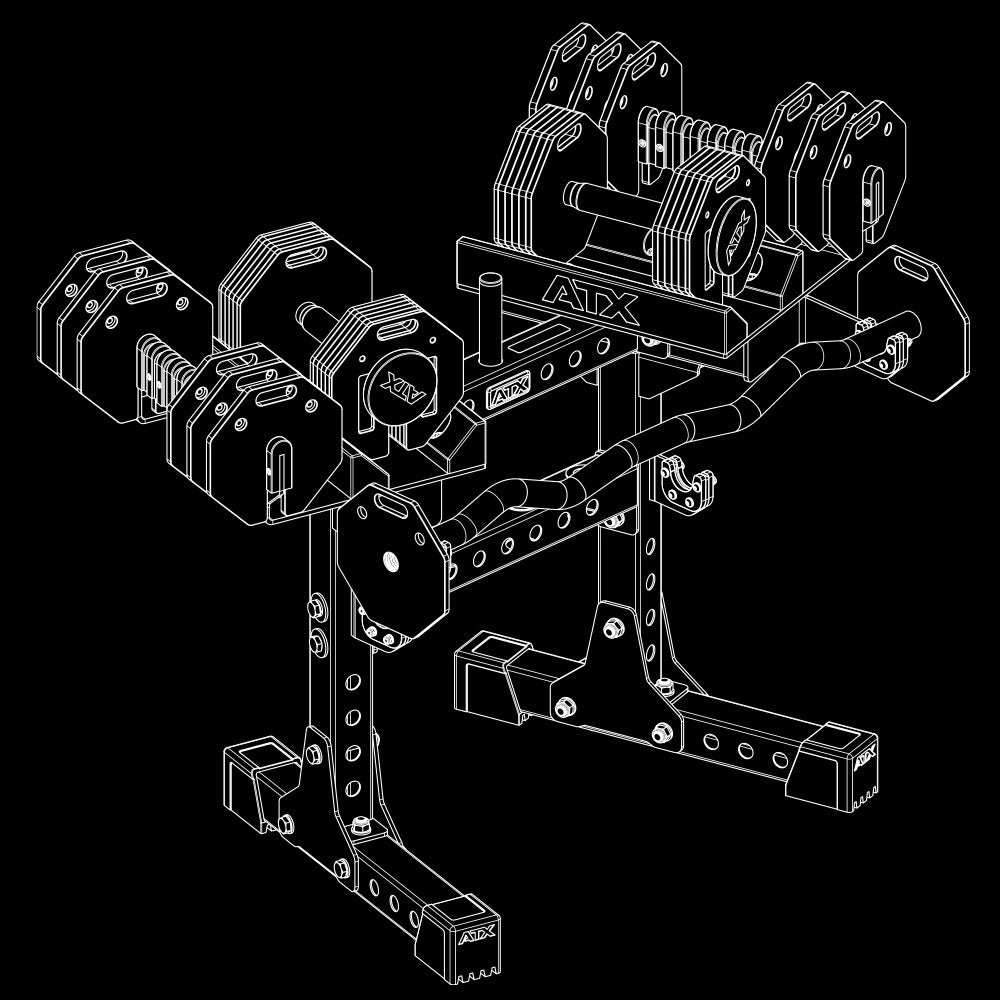 ATX® Octa-Dumbbell-Set XL 2 x 36 kg + SZ-Stange + Storage