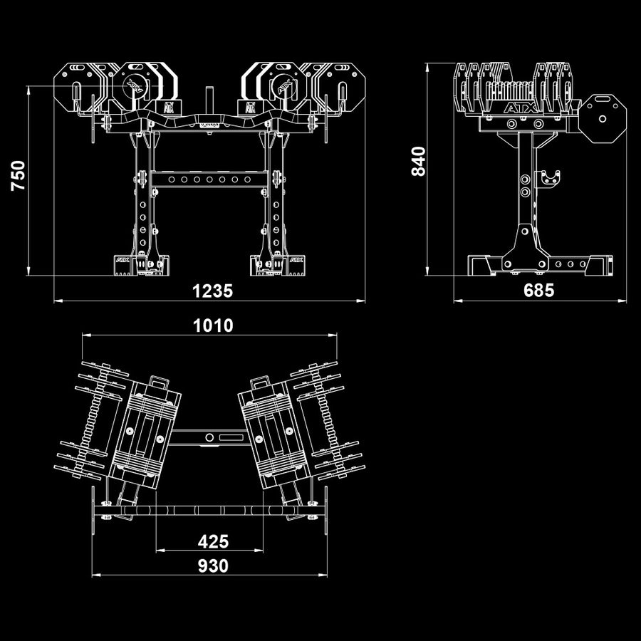ATX® Octa Dumbbell Set XL 2 x 36 kg + SZ bar + storage