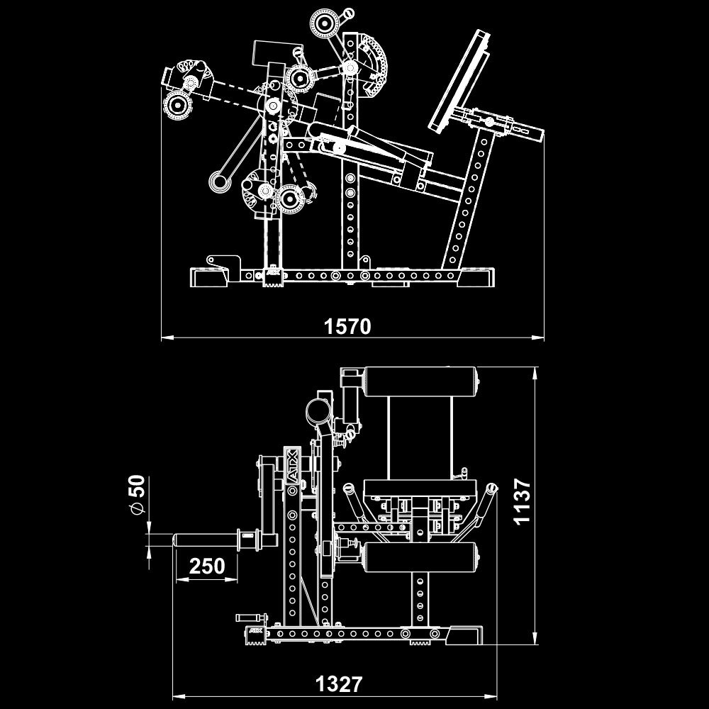 ATX® Beinstrecker / Beinbeuger - sitzend Maße