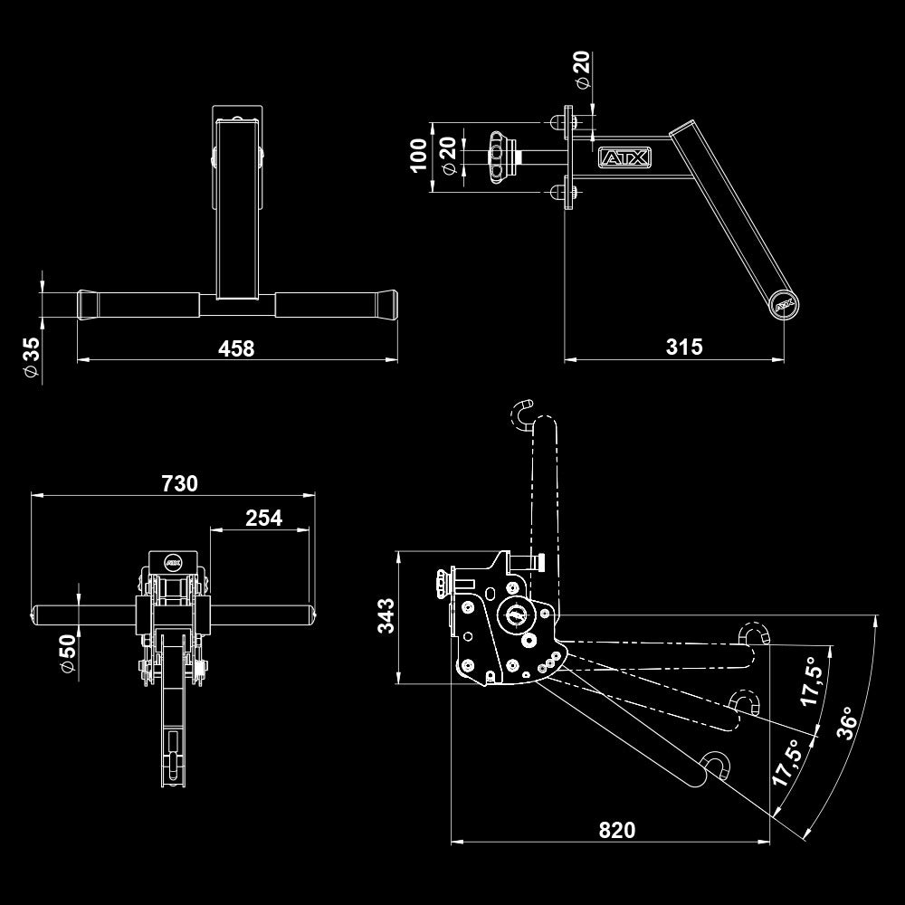 ATX® Belt Squat Rack Attachment Maße