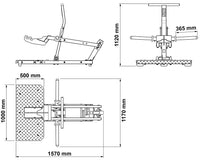 Kniebeugenmaschine Maße: Länge: 157 cm; Breite: 100 cm; Höhe: 112 cm