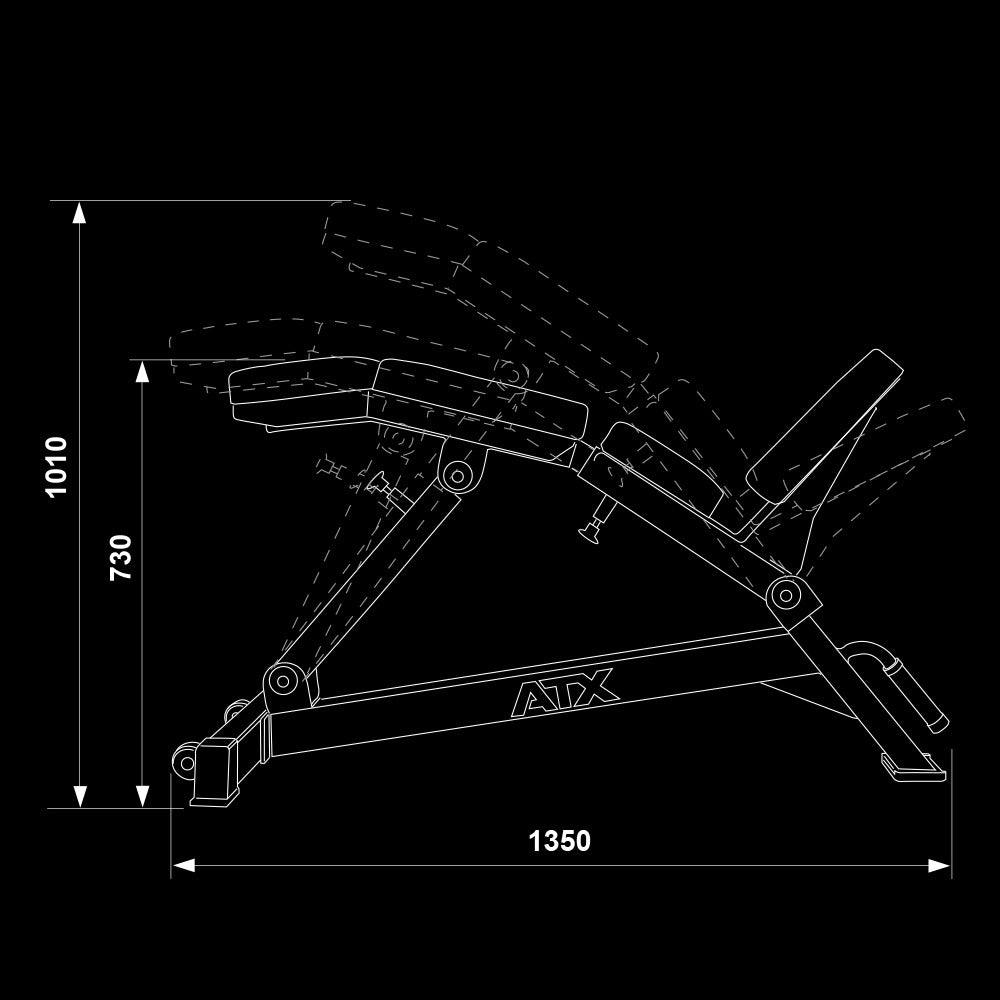 ATX® Curved Incline Bench Maße
