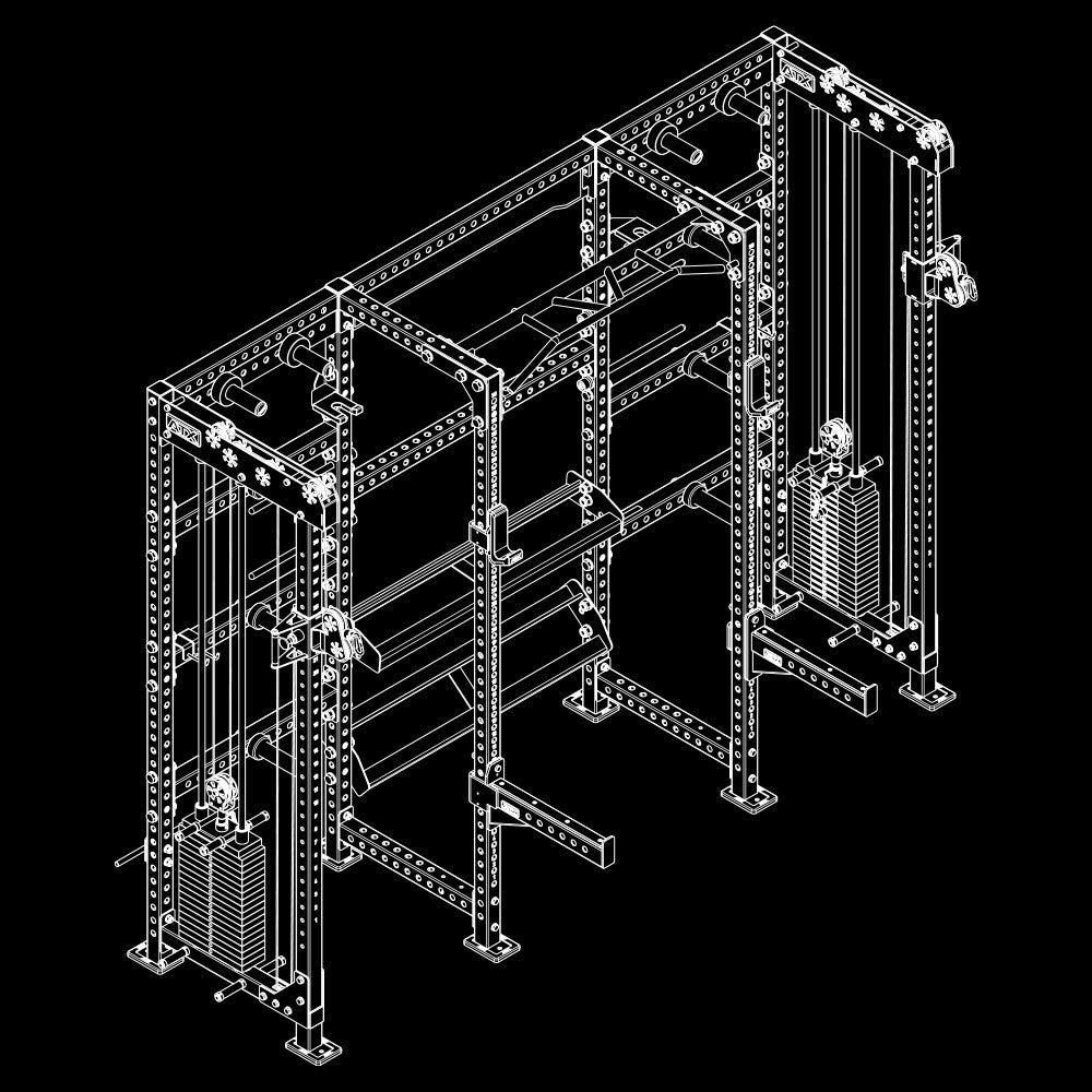 ATX® Cable Cross Rack mit 2 x 90 kg Steckgewichten Isoansicht