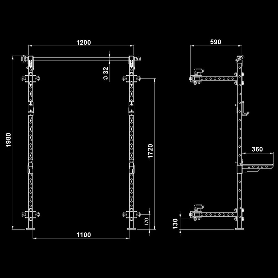 ATX® Fold Back Rack Half Rack 500 - Foldable