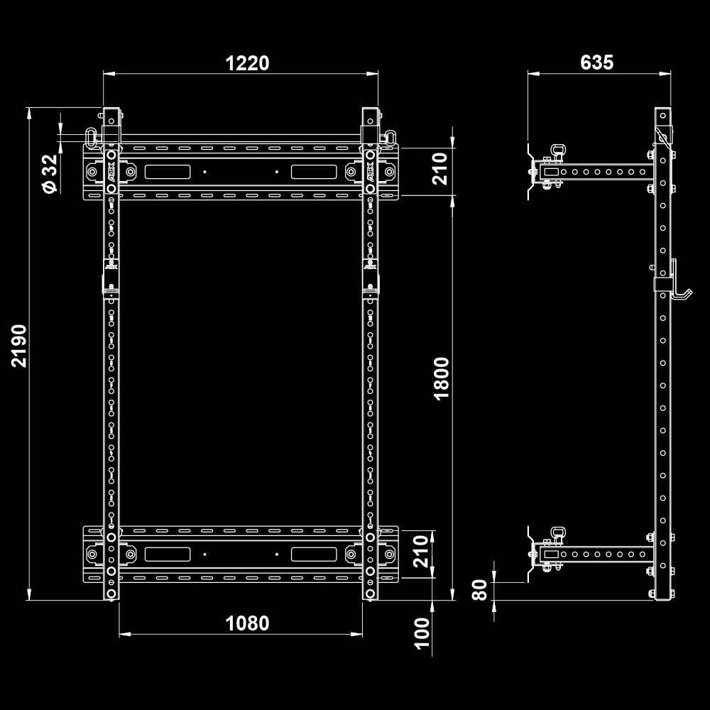 ATX® Fold Back Rack 750 Maße