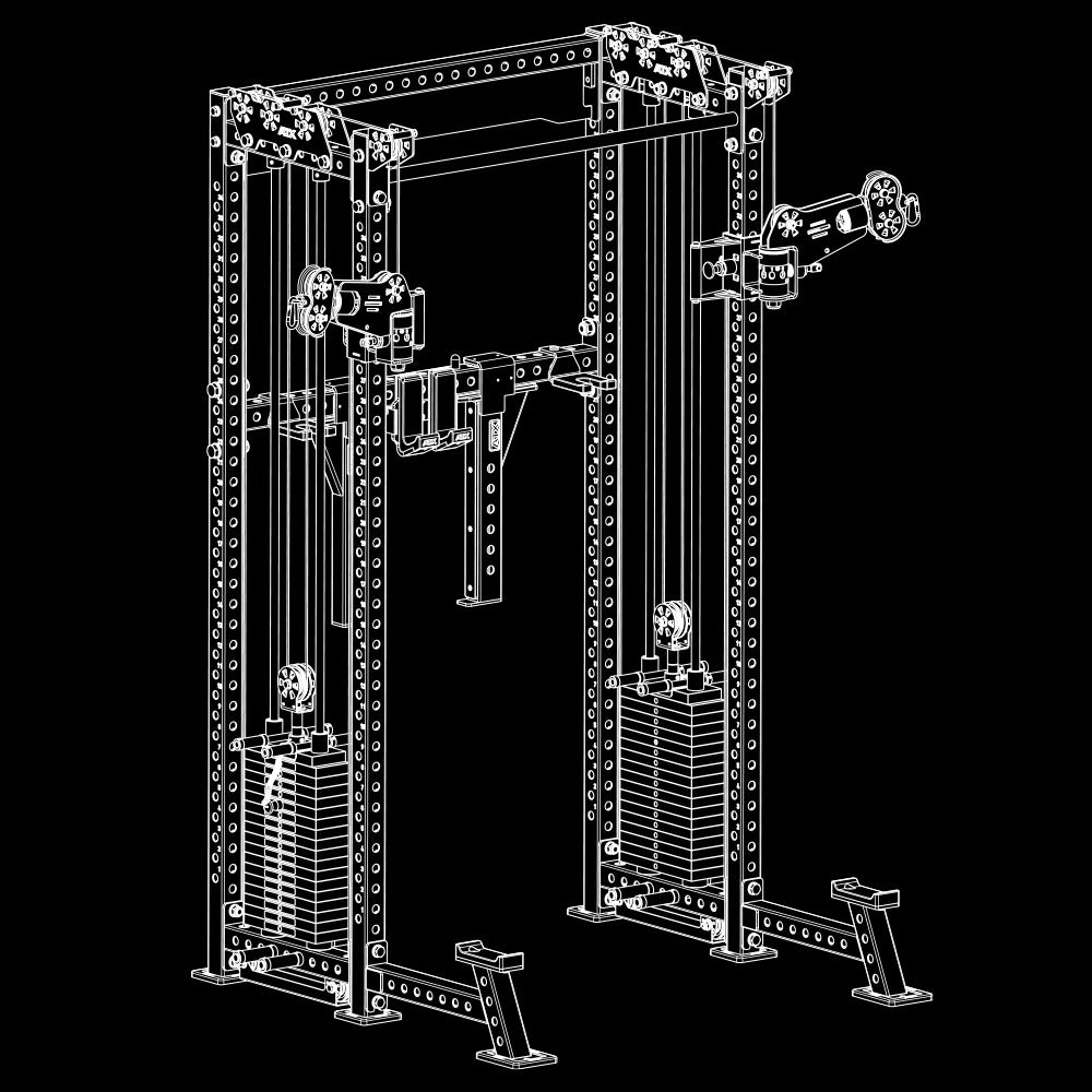 ATX® Cable Half Rack mit 2 x 90 kg Steckgewichte Isoansicht