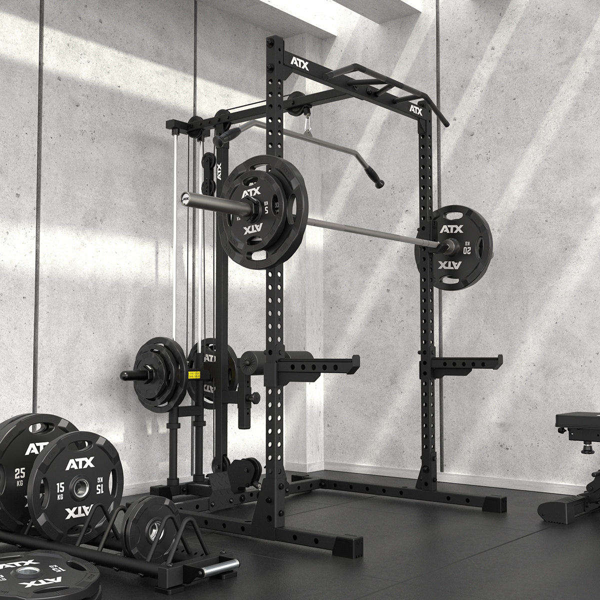 ATX® Latzug-Anbauoption - Plate Load - zu Half Rack HRX-510 Studiobild