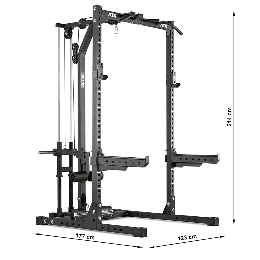 ATX® Half Rack 620 with Lat Pulldown Station Plate Load